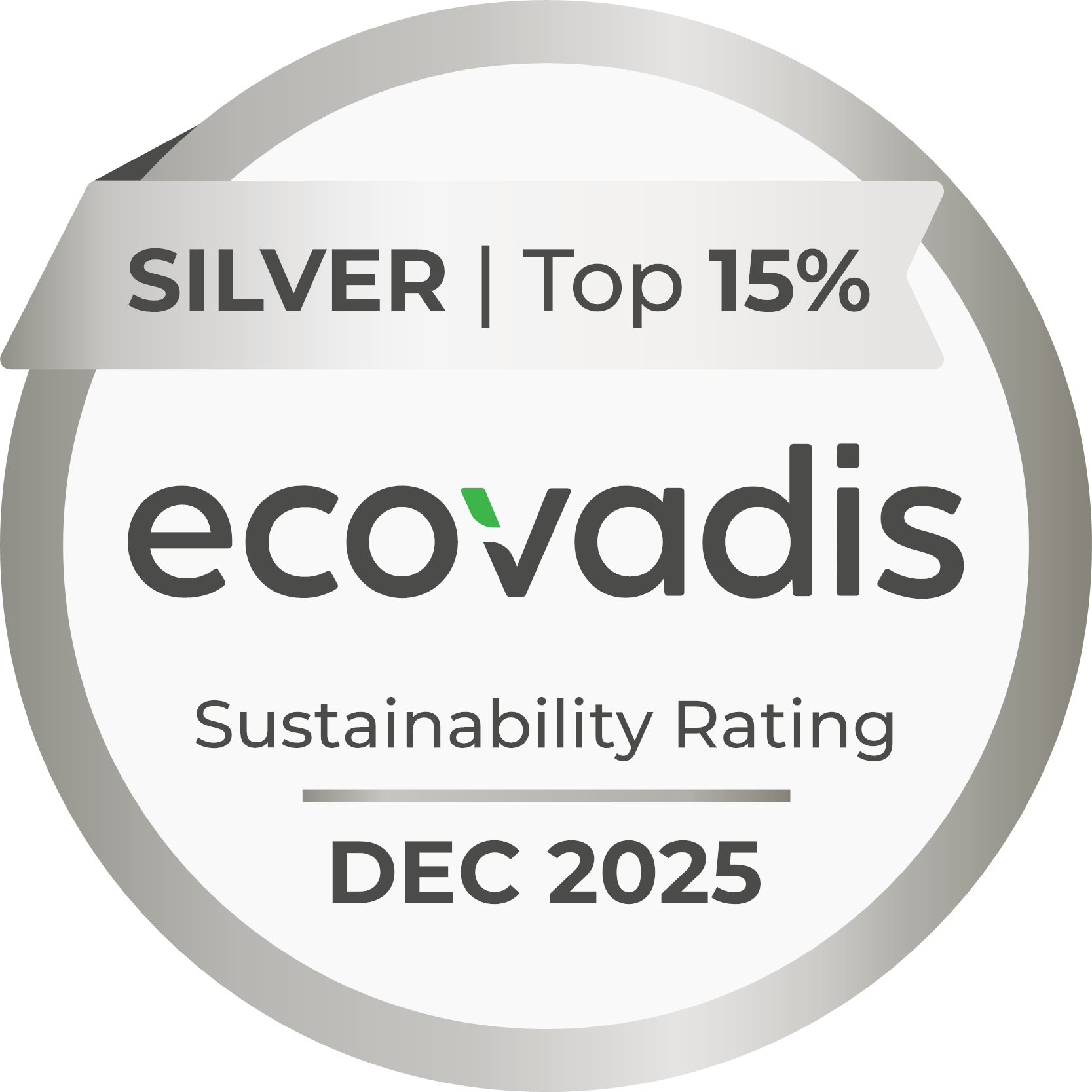 EcoVadis Silver — Top 15% mondial